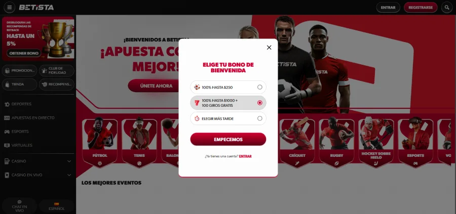 Etapa 2 de registro Betista