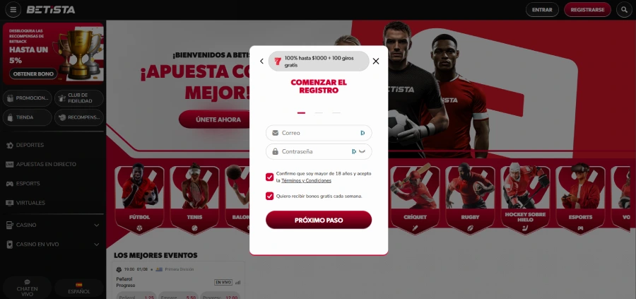 Etapa 3 de registro Betista
