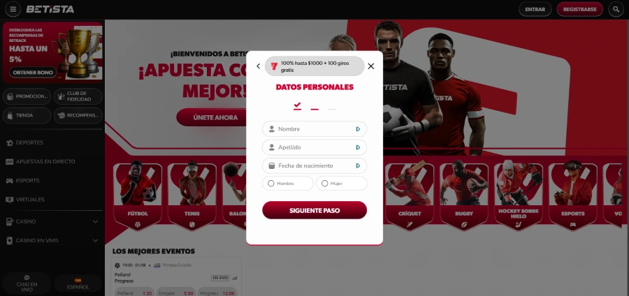 Etapa 4 de registro Betista