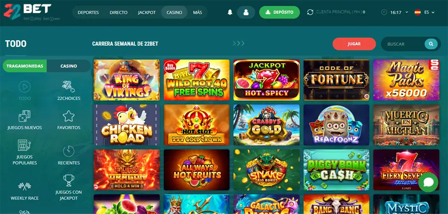 mejores casino online de perú 22bet