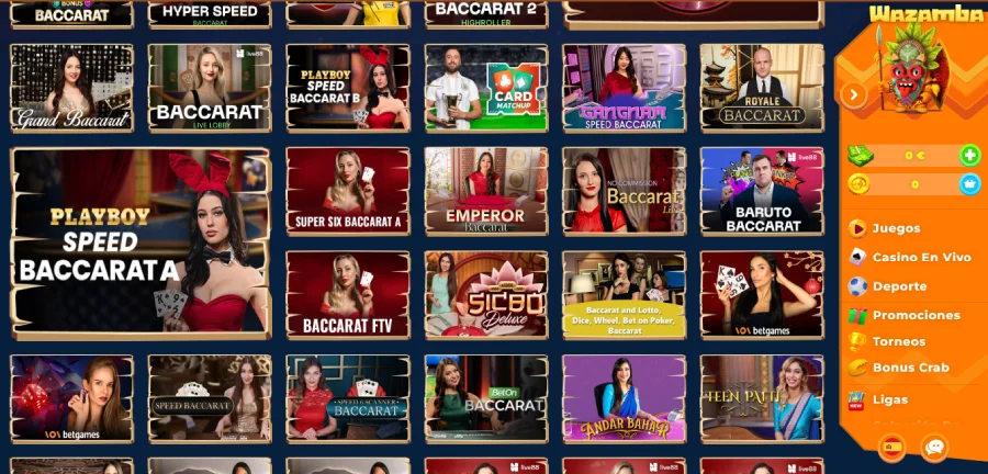 Baccarat en Wazamba