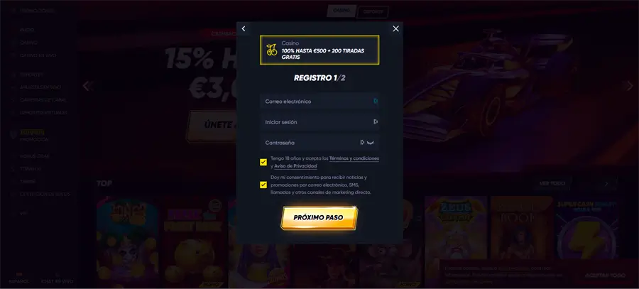 crea cuenta depósito mínimo de 3€