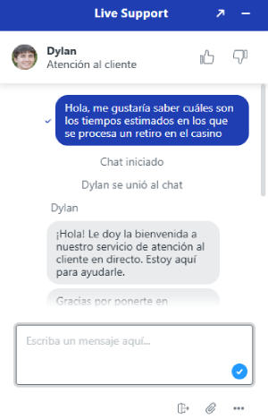 Servicio de atención al cliente en Pistolo Casino
