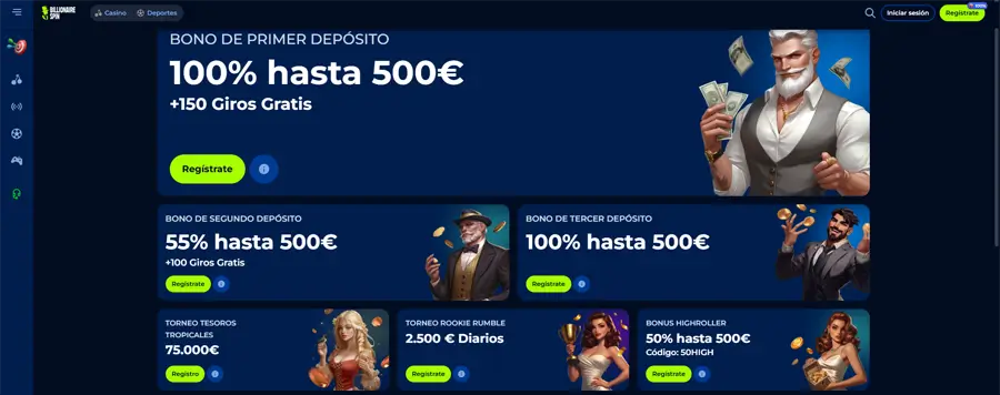 billionaire spin promociones