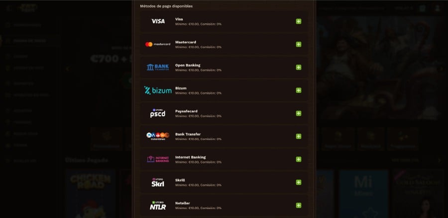 Depósito de 2 euros en FatPirate