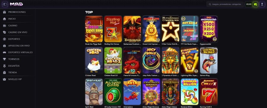 Juegos de casino Madcasino