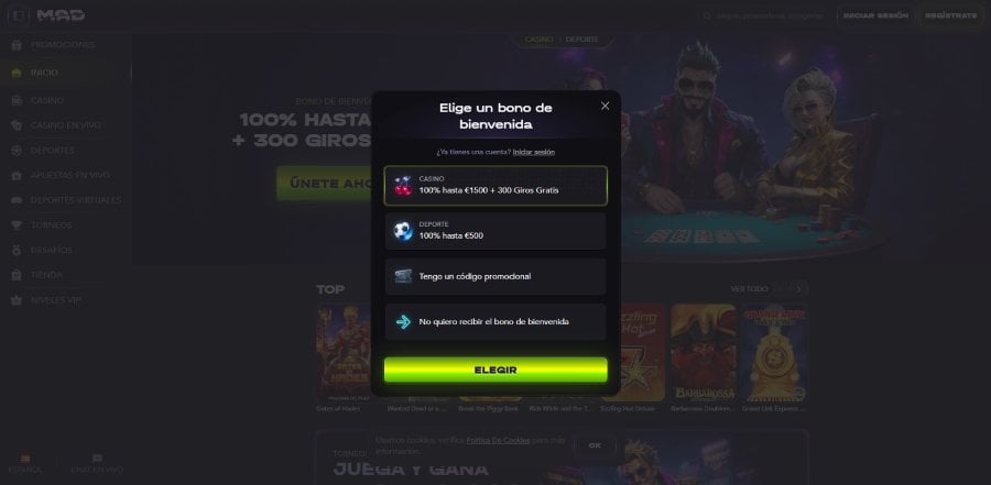 Registro paso 2 Madcasino