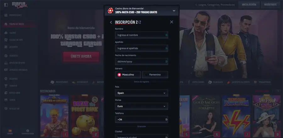 información personal detallada mafia casino