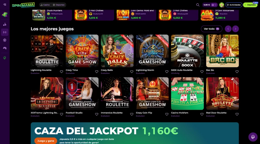Casino en vivo en Spinmama Casino