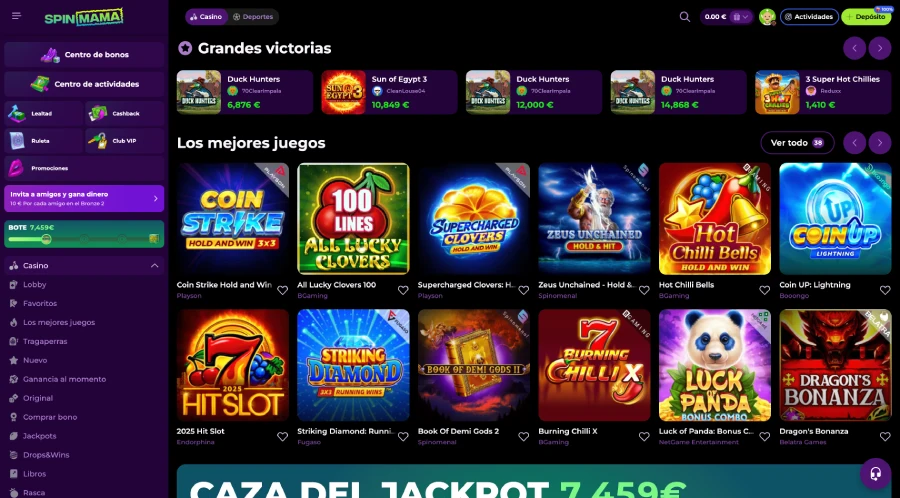 Juegos en Spinmama Casino