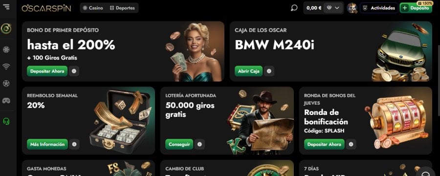 Página de bonificaciones Oscarspin