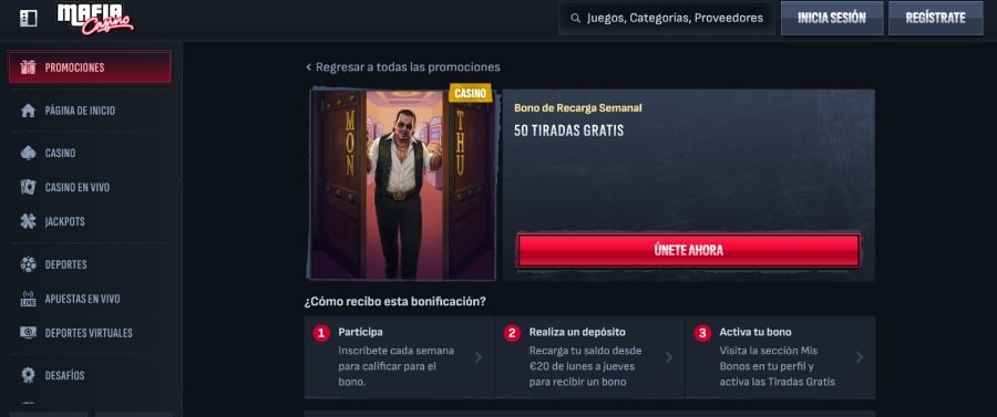 Tiradas gratis en Mafia Casino