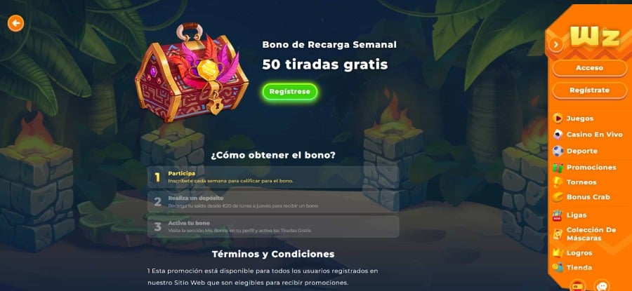 Tiradas gratis en Wazamba