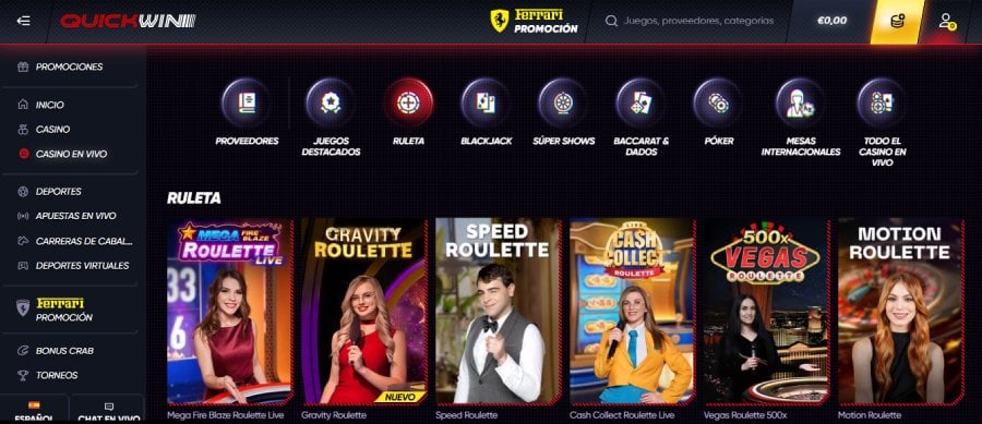 Juegos de ruleta en Quickwin