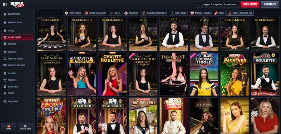 Juegos de casino en vivo en Mafia Casino