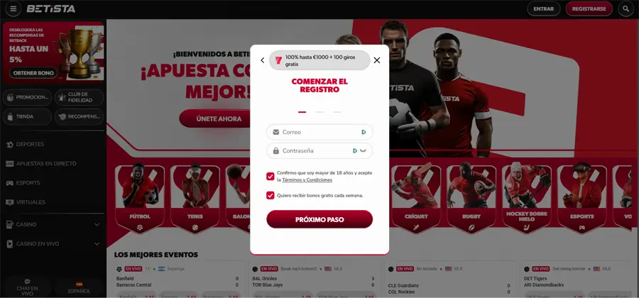 creación de credenciales de acceso betista casino