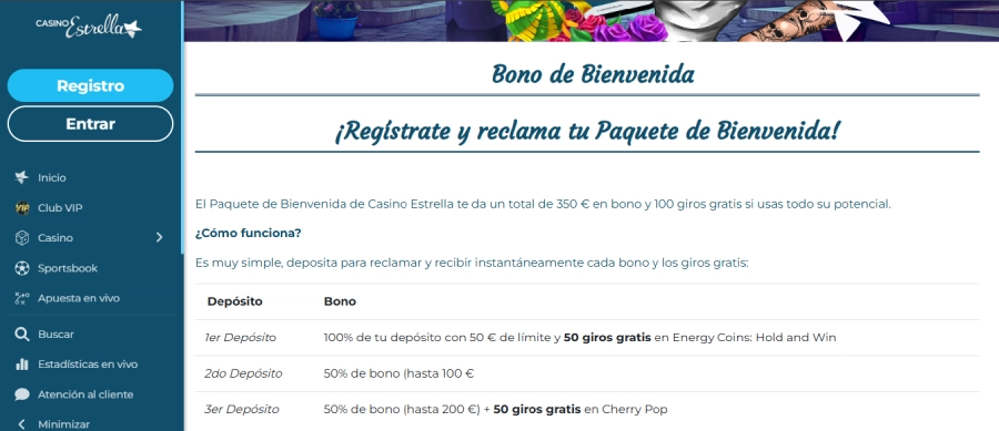 Captura de pantalla Casino Estrella top casino bono bienvenida
