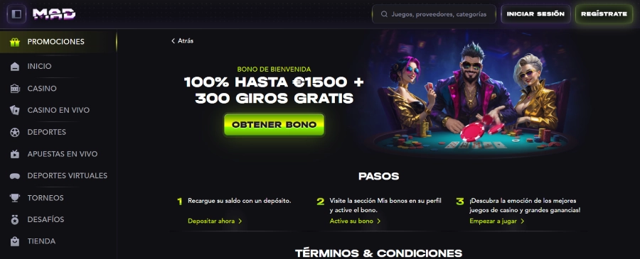 Captura de pantalla MadCasino nuevo casino
