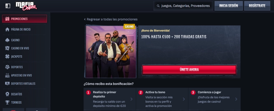 Captura de pantalla Mafia Casino nuevo casino