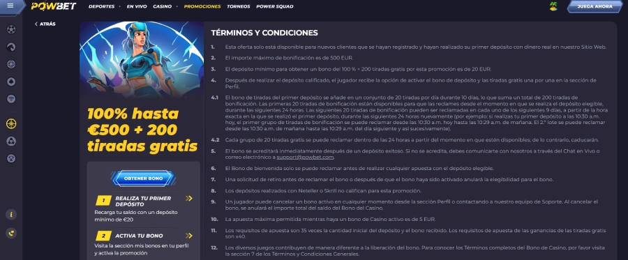Captura de pantalla Powbet nuevo casino