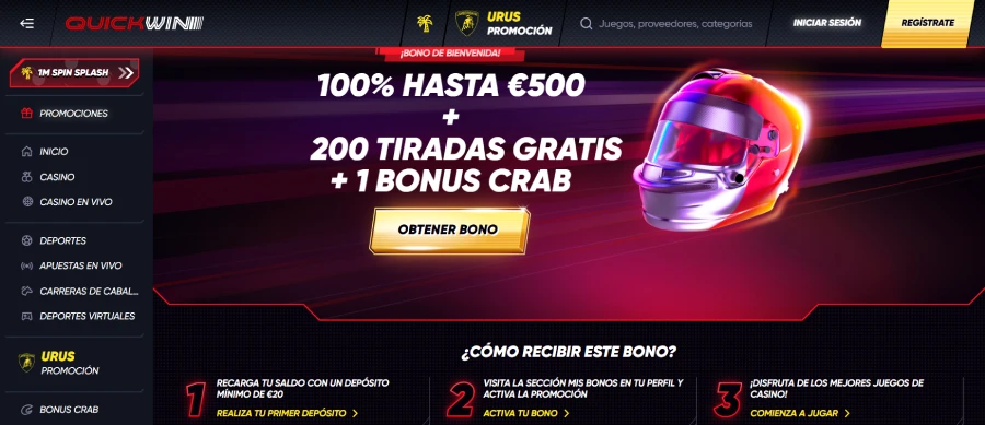 100 giros gratis en Quickwin