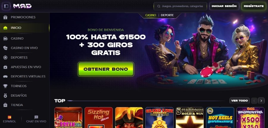 Bono 100% en Mad Casino