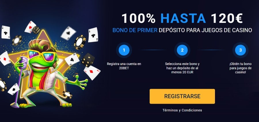 Captura de pantalla del bono de bienvenida en 20bet
