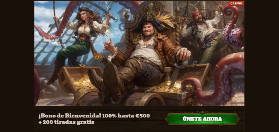 Captura de pantalla del bono de bienvenida en FatPirate