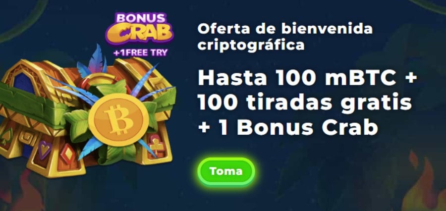 Captura de pantalla del bono de bienvenida cripto en Wazamba