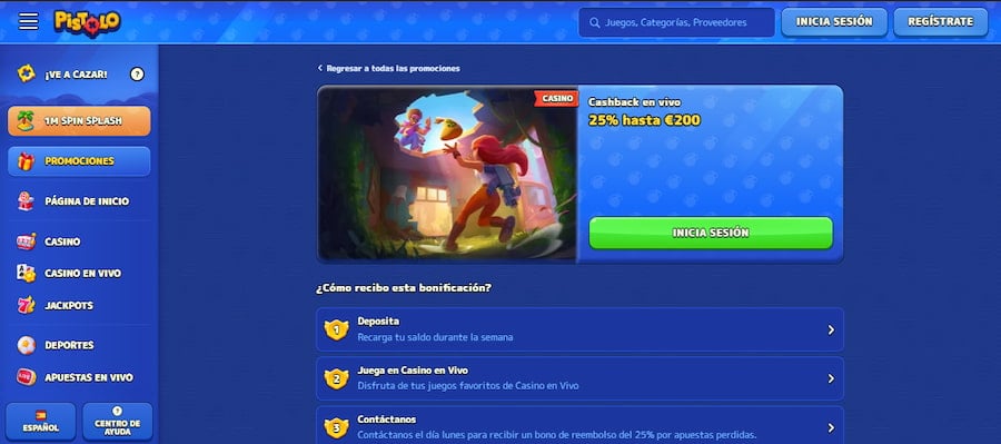 captura de pantalla de bono de ruleta en pistolo