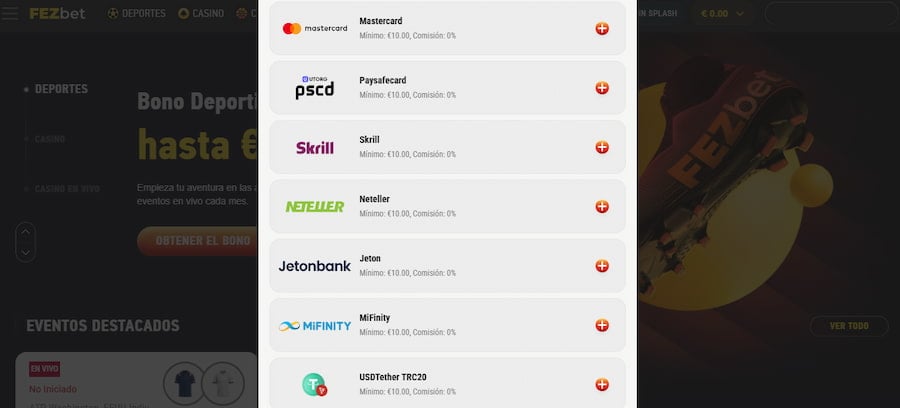 deposito minimo 1 € fezbet