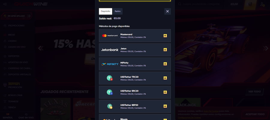 deposito minimo 1 € quickwin