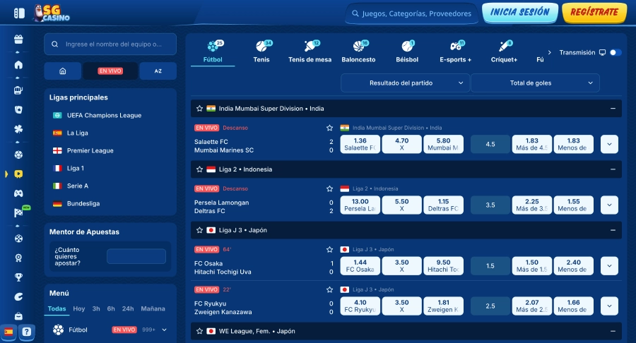 Apuestas deportivas en SG Casino