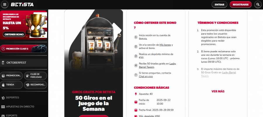 captura de pantalla 25 giros gratis betista