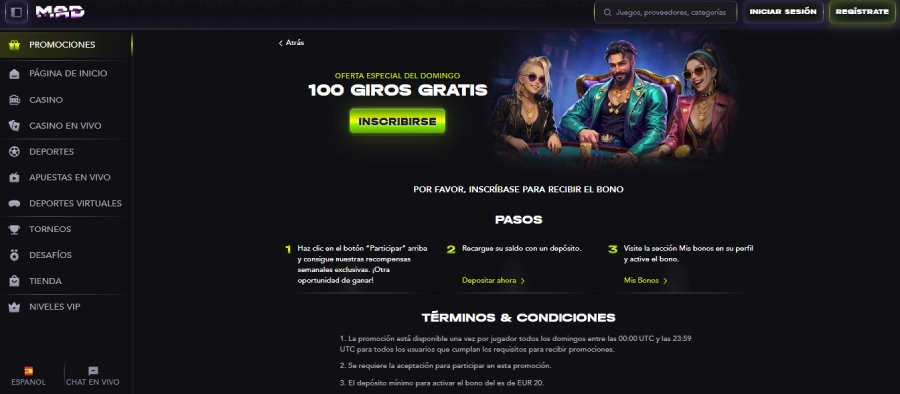 captura de pantalla 25 giros gratis madcasino