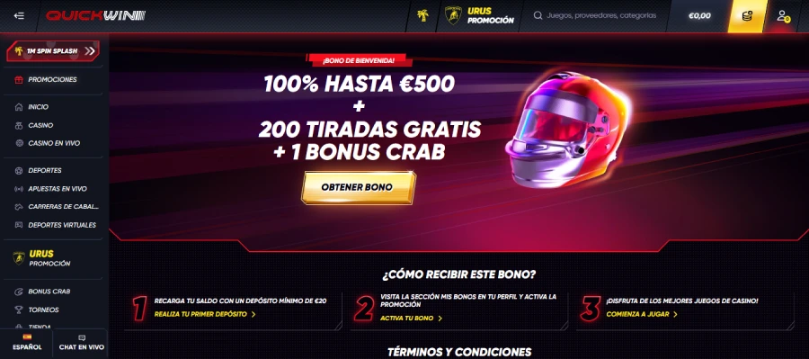 Quickwin bono 10 euros gratis sin depósito
