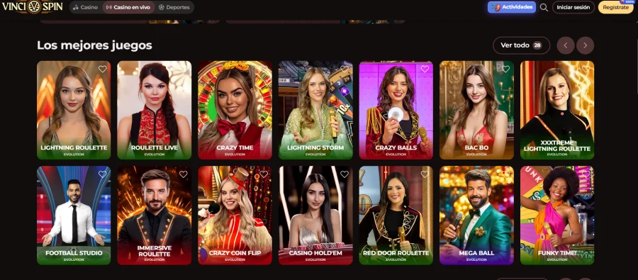 Casino live en VinciSpin