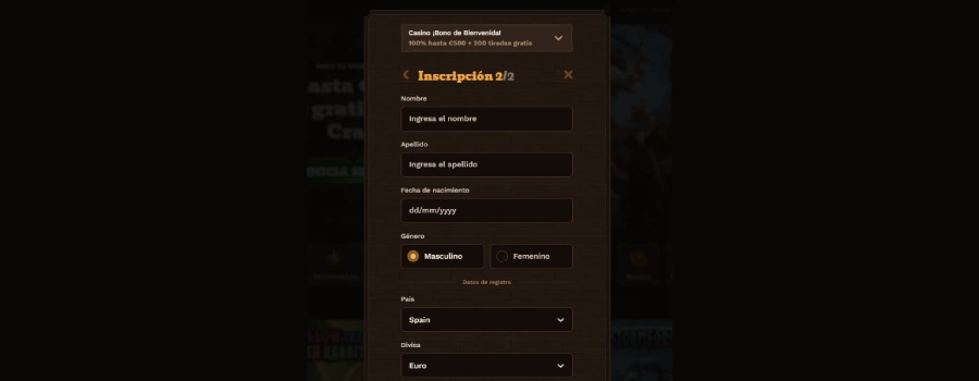 Registro en el casino Fat Pirate