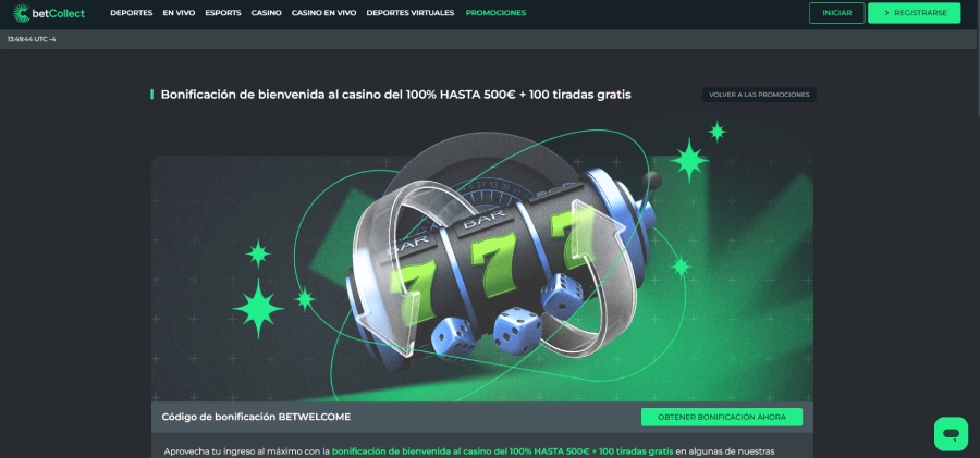 captura de pantalla giros gratis betcollect