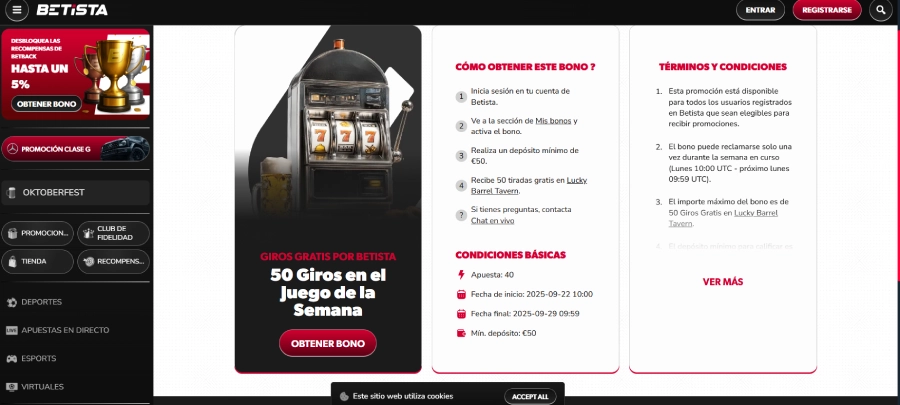 captura de pantalla giros gratis betista