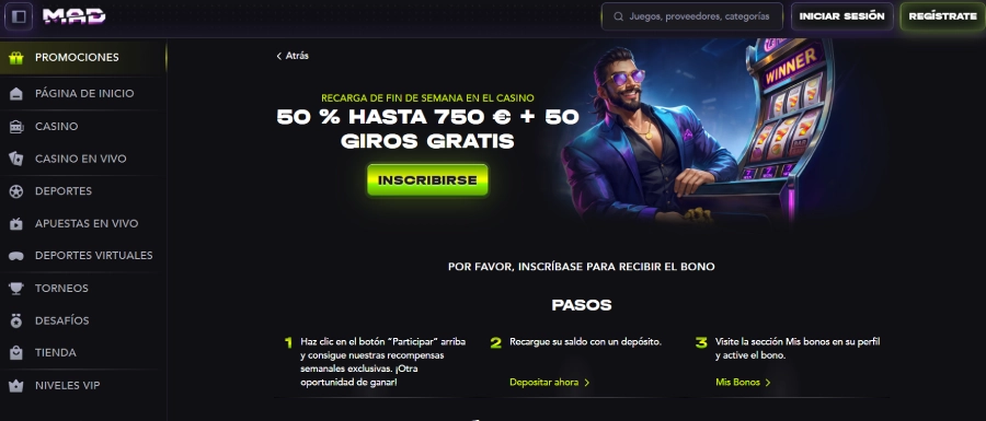 captura de pantalla giros gratis madcasino