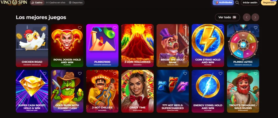 Juegos de casino en VinciSpin