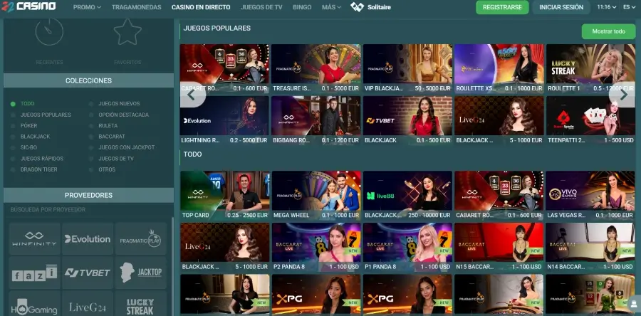 Casino en directo en 22Casino