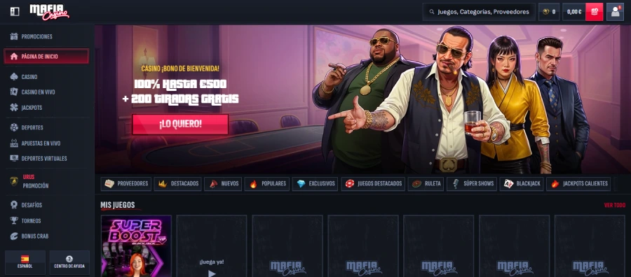 Pagina de inicio Mafia Casino