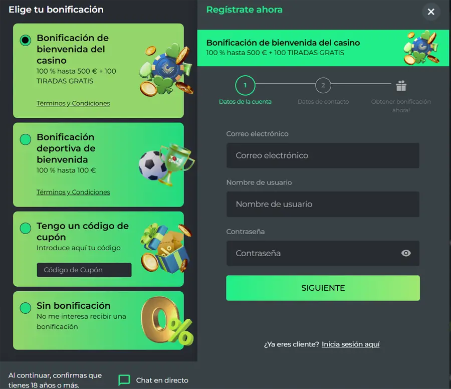 proporciona tu correo betcollect