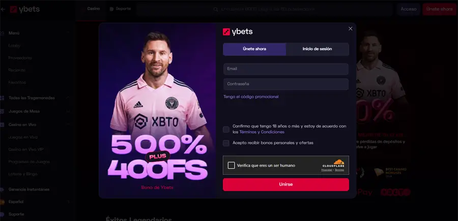 ingresa la información de identificación ybets