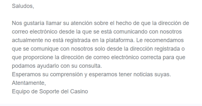 Atención al cliente de SlotsGem via email