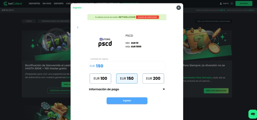 Betcollect paysafecard