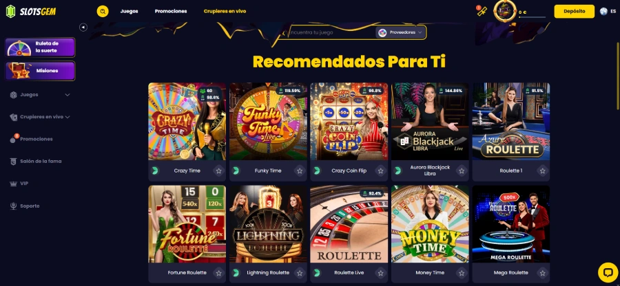Casino en vivo en SlotsGem