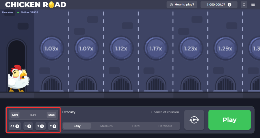 Configuración de la apuesta inicial
